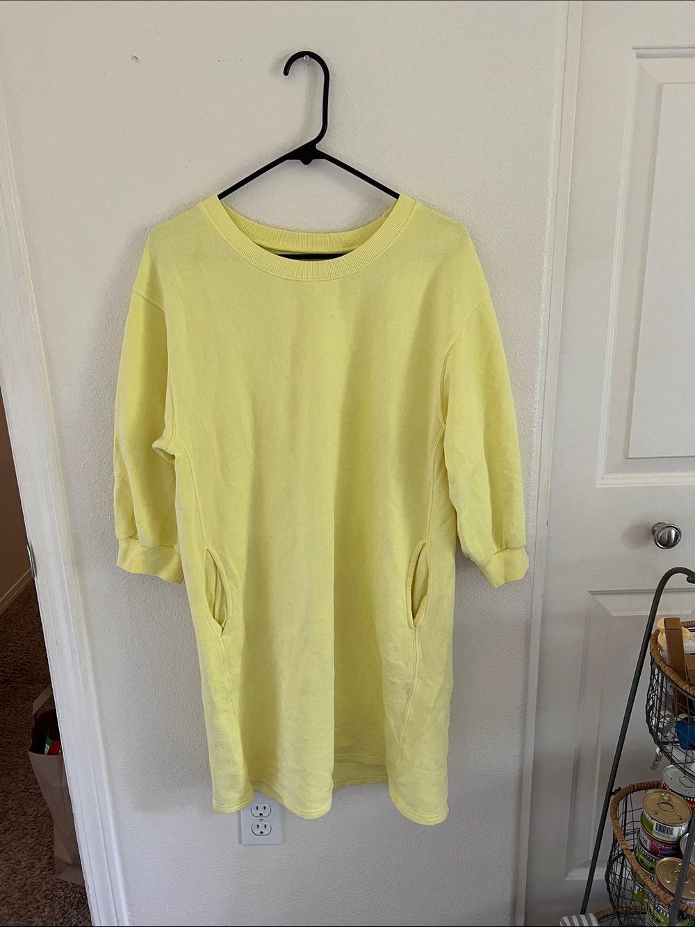 Pact Lemon Yellow Crewneck Sweatshirt Dress 100% Organic Cotton